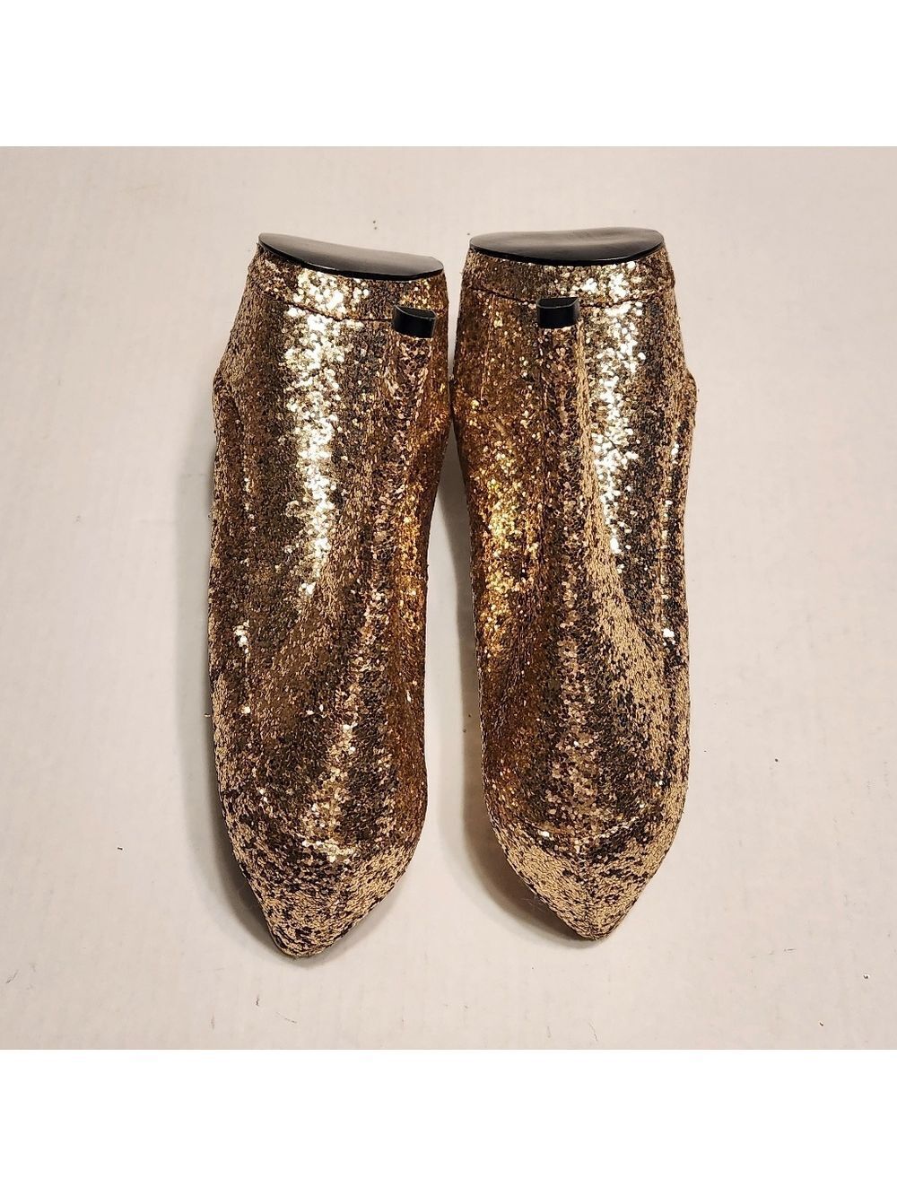 Bebe Gold Glitter Platform Stiletto Heel Pumps Size 8 - Picture 7 of 11